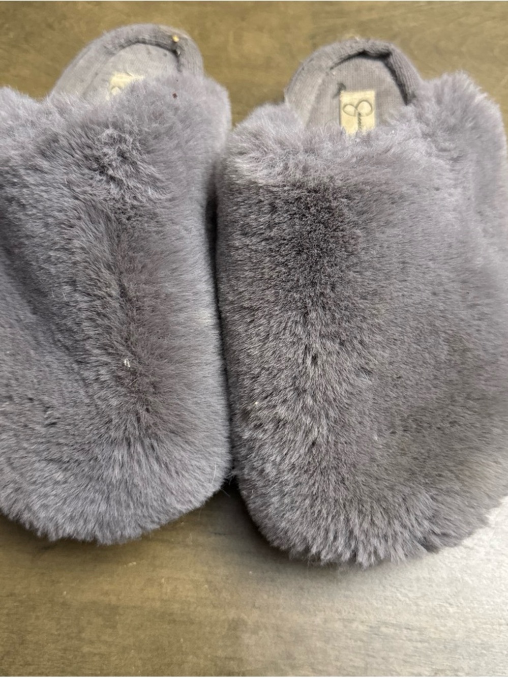 Plush Grey Fuzzy Slip-On Slippers